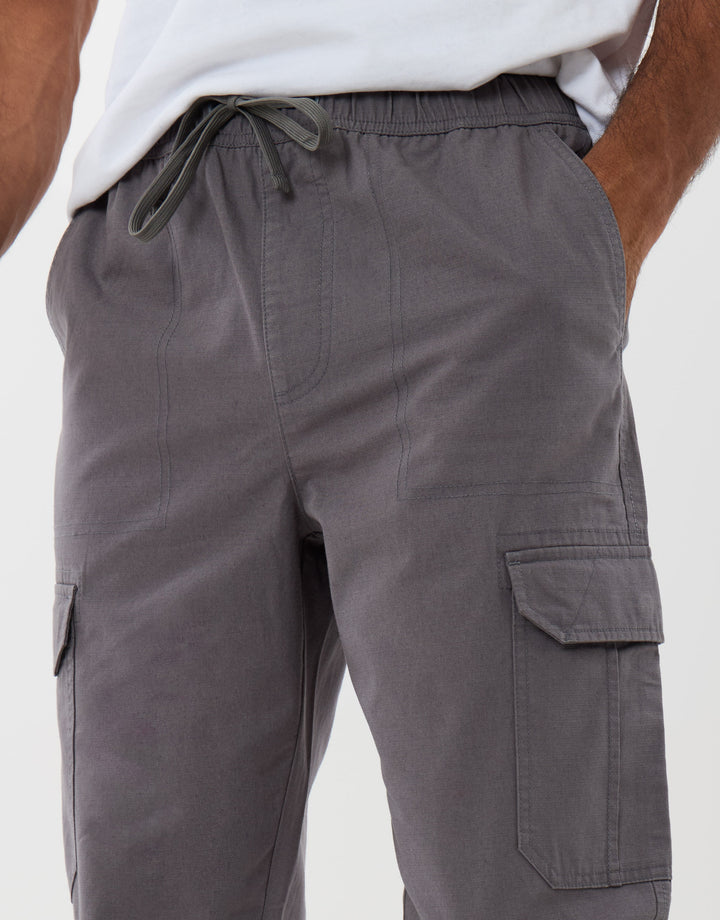 Threadbare Regular Fit Cotton Cargo Trousers in Slate Grey - detail