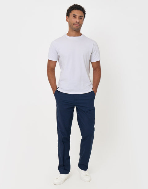 Threadbare Straight Fit Drawcord Trousers in Navy - full body