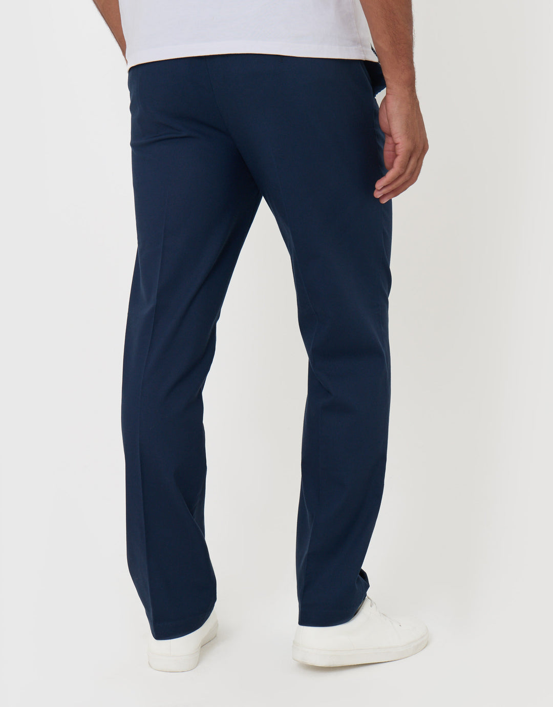 Threadbare Straight Fit Drawcord Trousers in Navy - back view