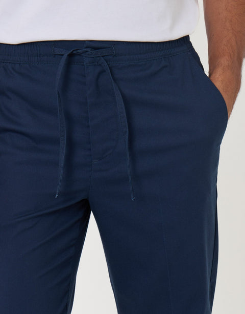 Threadbare Straight Fit Drawcord Trousers in Navy - detail