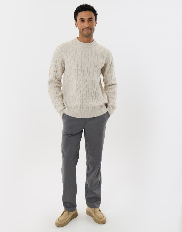 Straight Fit Drawcord Trousers in Charcoal