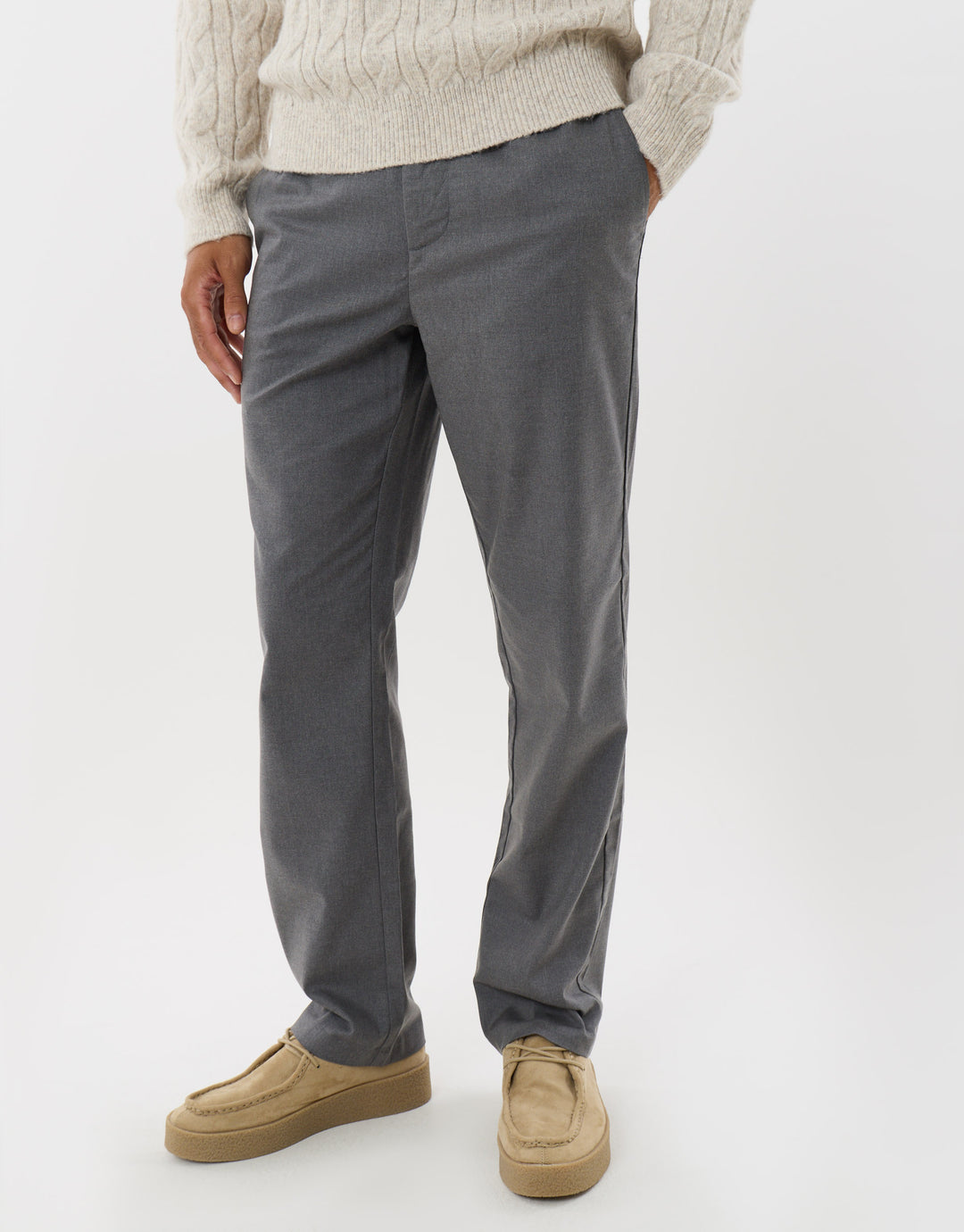 Straight Fit Drawcord Trousers in Charcoal