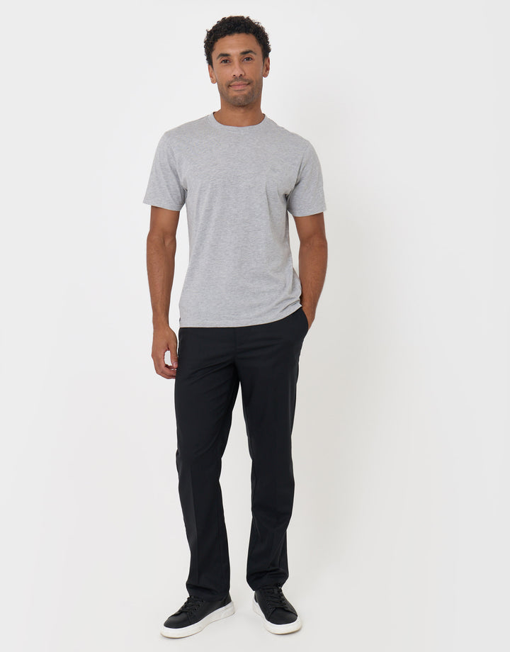 Threadbare Straight Fit Drawcord Trousers in Black - full body