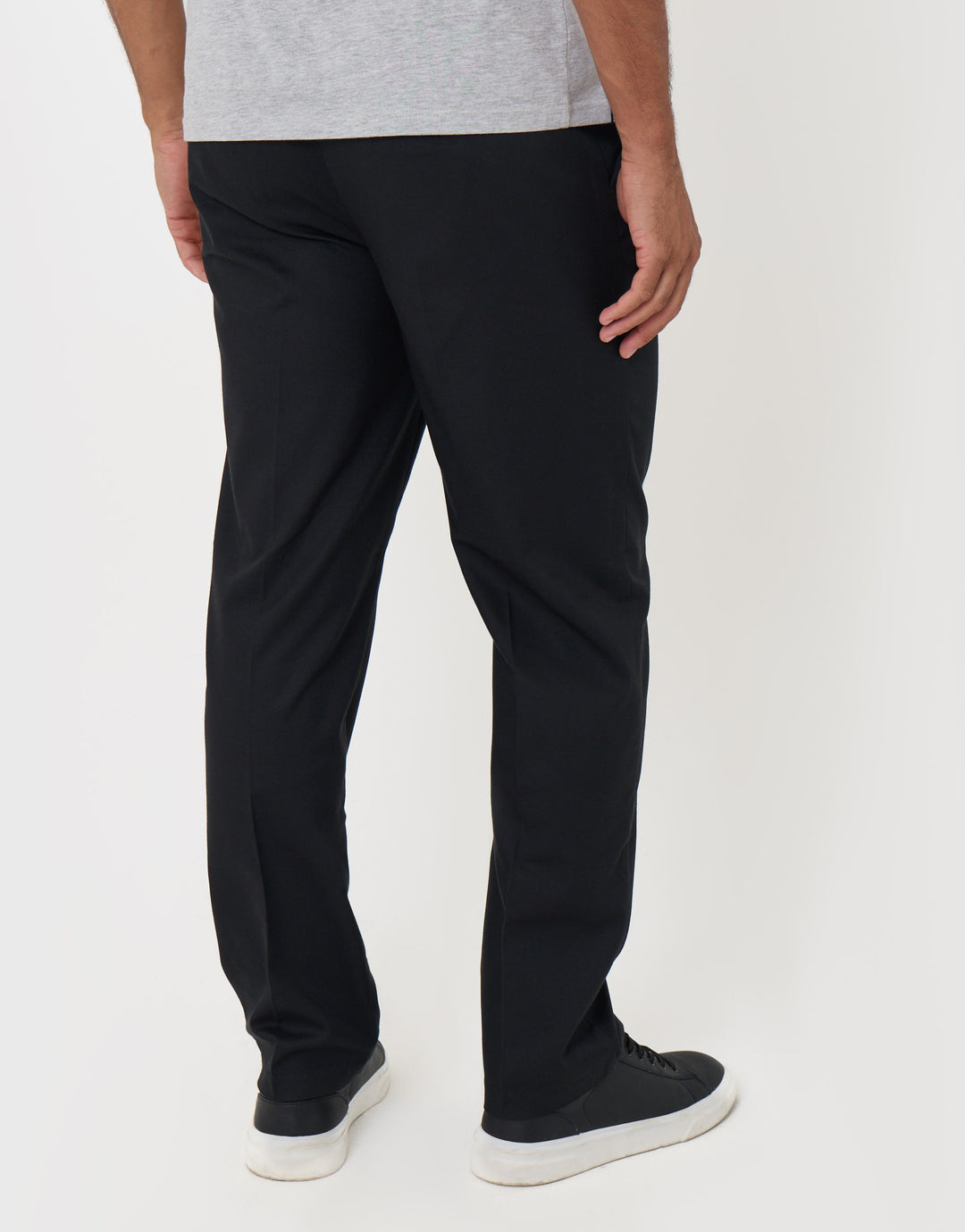 Threadbare Straight Fit Drawcord Trousers in Black - back view