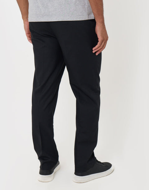 Threadbare Straight Fit Drawcord Trousers in Black - back view