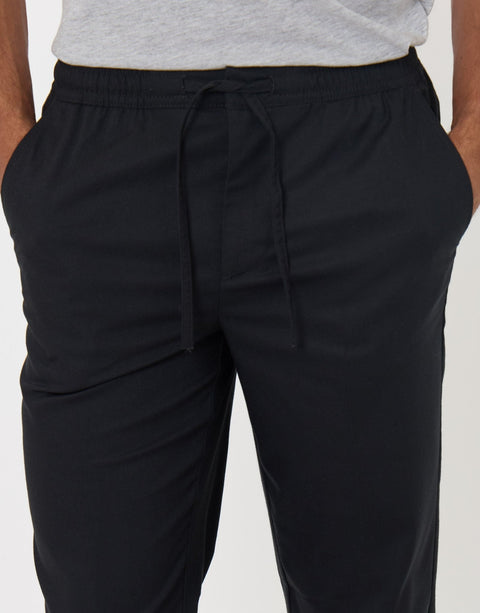 Threadbare Straight Fit Drawcord Trousers in Black - close up
