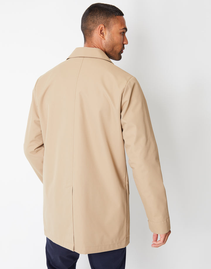 Dark Stone Showerproof Longline Mac