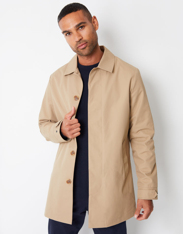 Dark Stone Showerproof Longline Mac