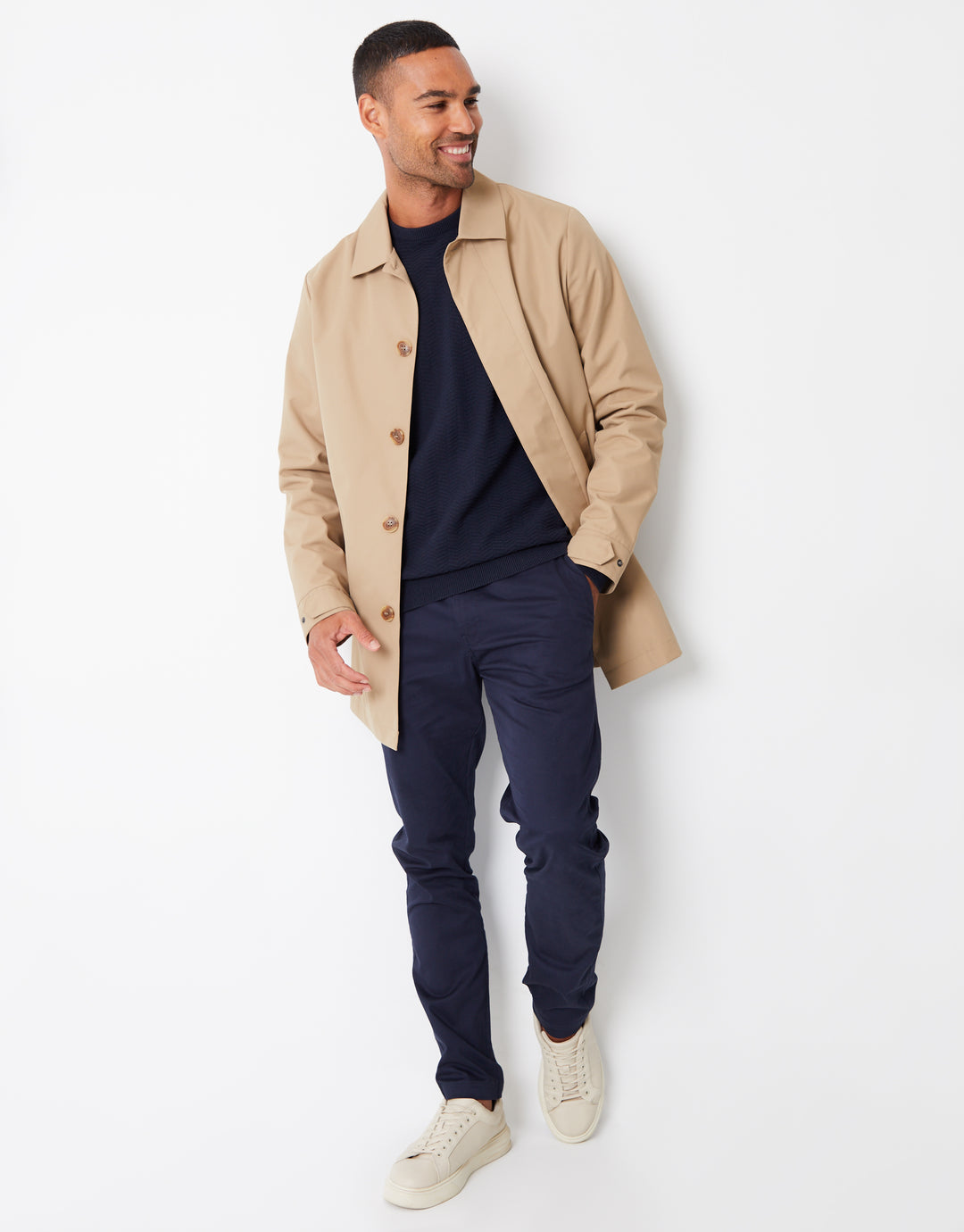 Dark Stone Showerproof Longline Mac