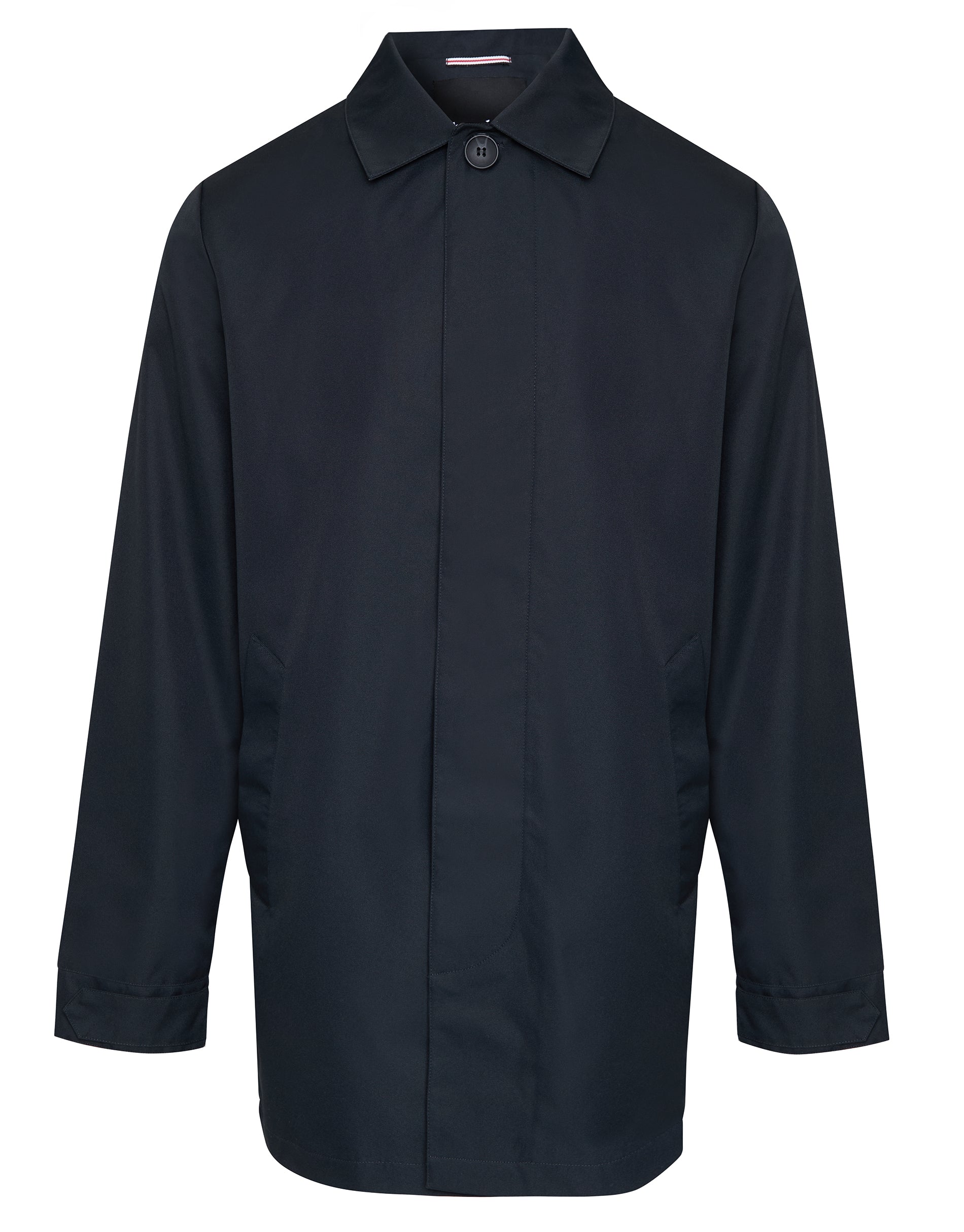 Threadbare Men's Navy Blue Button Down Longline Tailored Mac