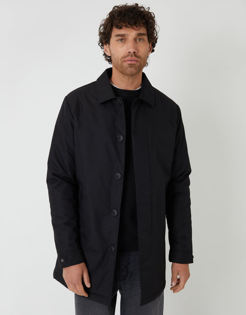Threadbare Collared Coat in Black - front view open
