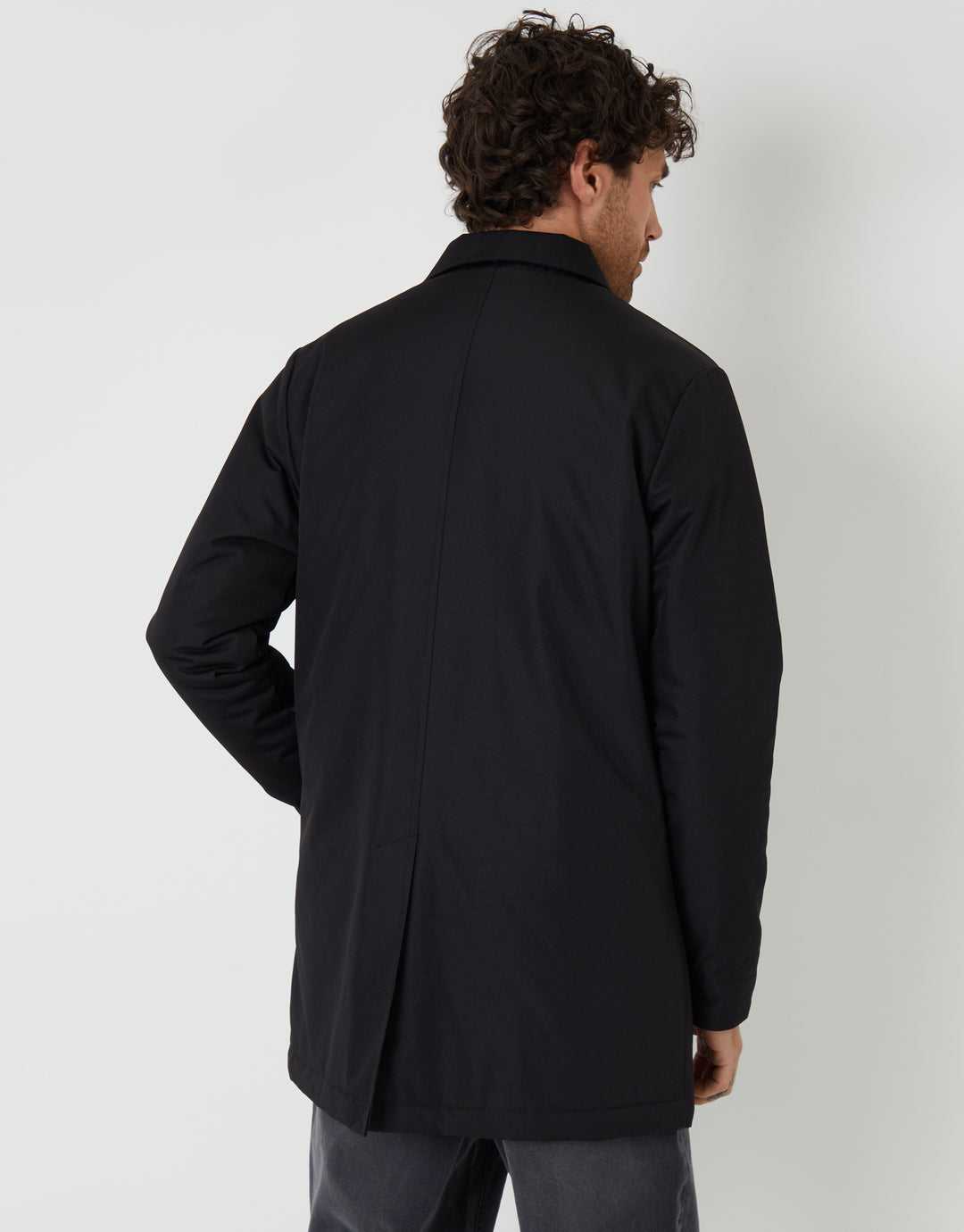 Threadbare Collared Coat in Black - back view