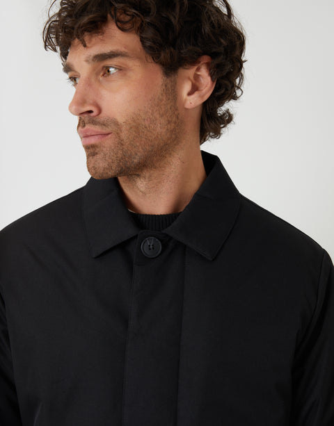 Threadbare Collared Coat in Black - front detail view