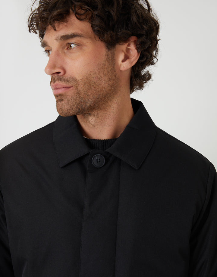 Threadbare Collared Coat in Black - front detail view