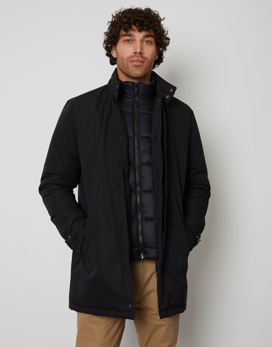 Men's Black Mock Layer Coat – Threadbare
