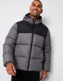 Slate Grey Showerproof Colourblock Puffer Jacket