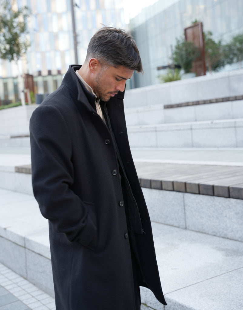 Funnel Neck Mock Layer Coat