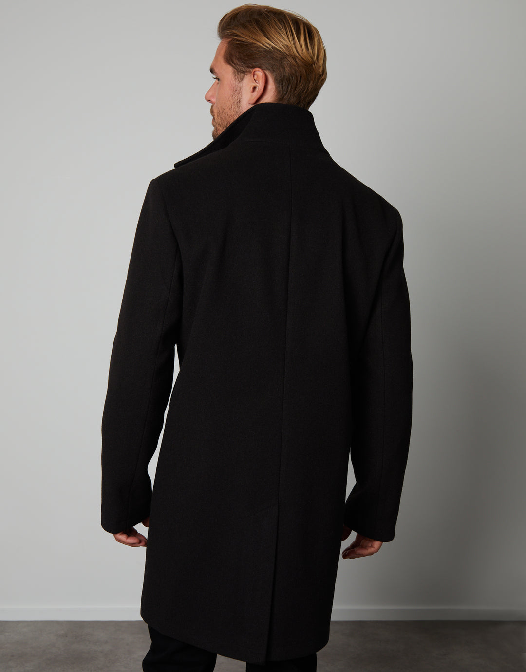 Threadbare Luxe Men's Black Funnel Neck Mock Layer Coat