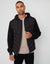 Black Padded Contrast Sleeve Hooded Jacket