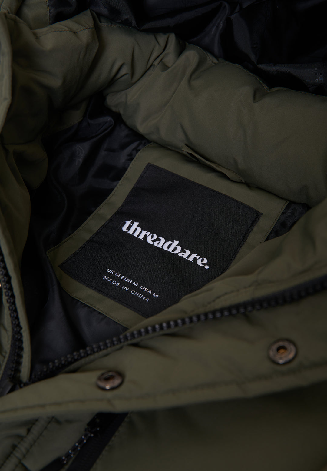 Khaki Green Showerproof Hooded Longline Puffer Jacket