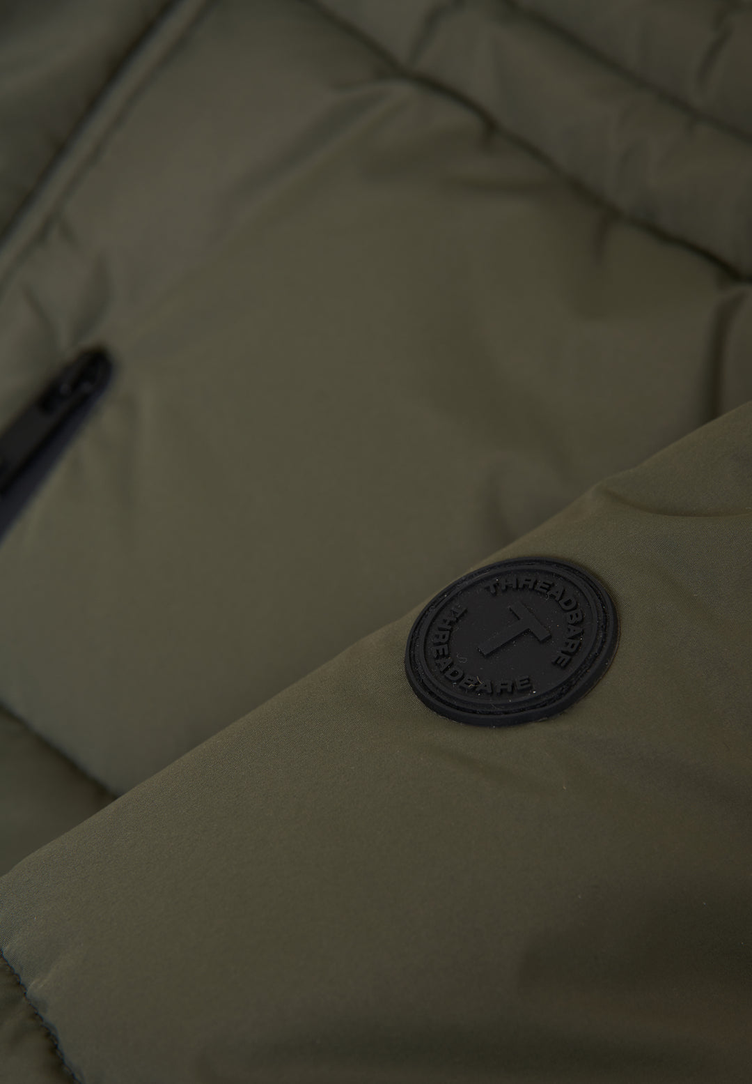 Khaki Green Showerproof Hooded Longline Puffer Jacket