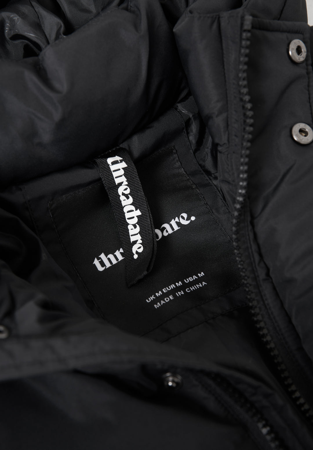 Black Showerproof Hooded Longline Puffer Jacket