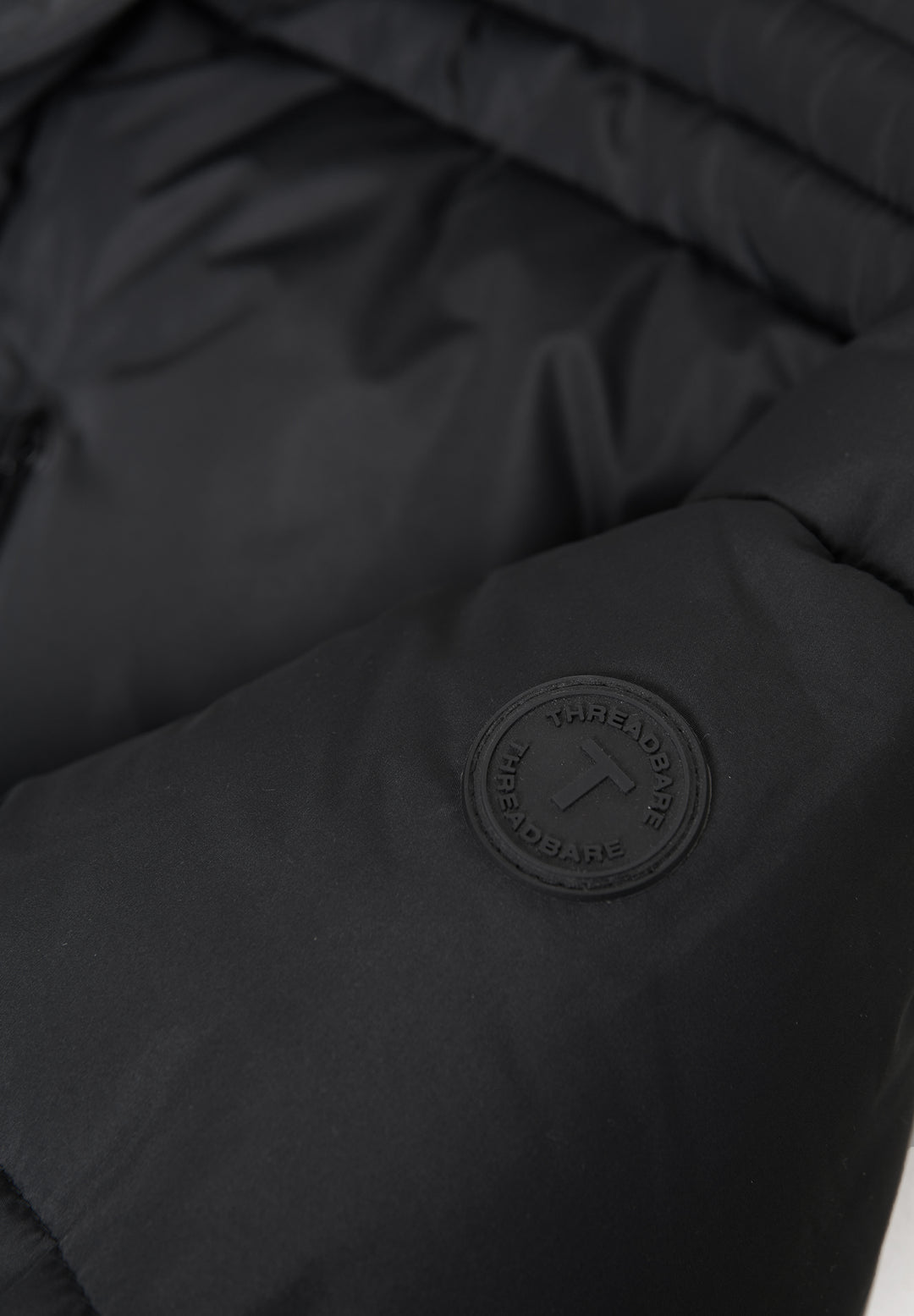 Black Showerproof Hooded Longline Puffer Jacket