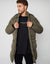Khaki Green Showerproof Longline Hooded Puffer Jacket