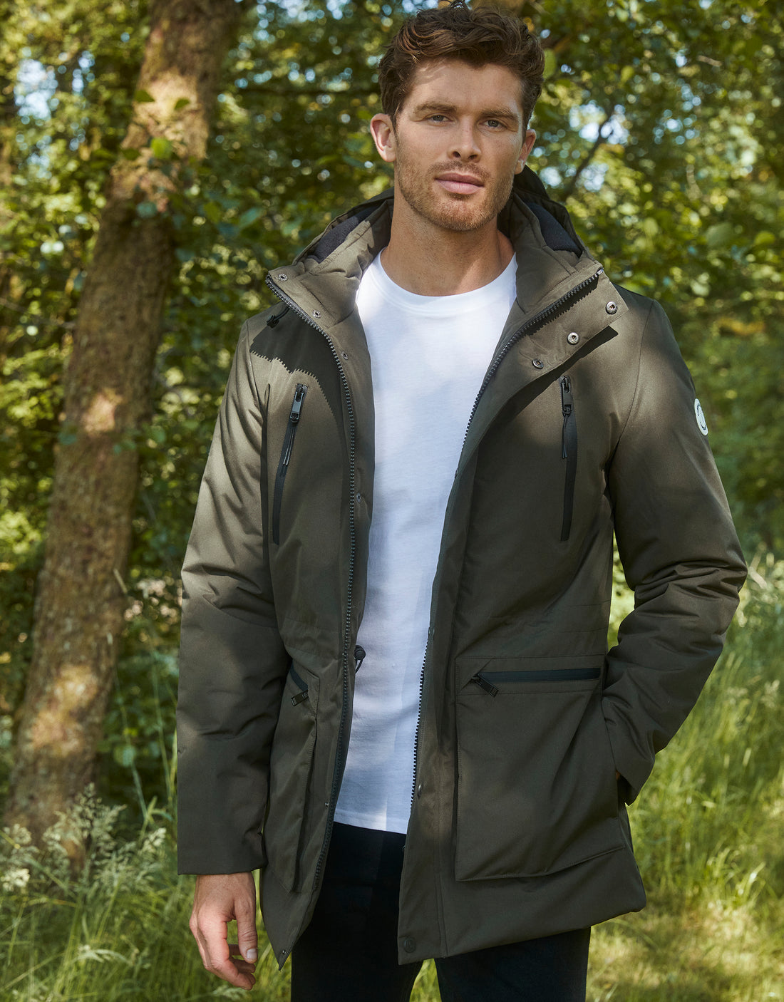 Men's Khaki Green Utility Hooded Padded Jacket – Threadbare