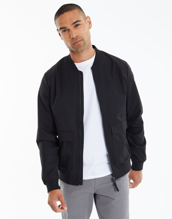 Black Utility Pocket Bomber Jacket