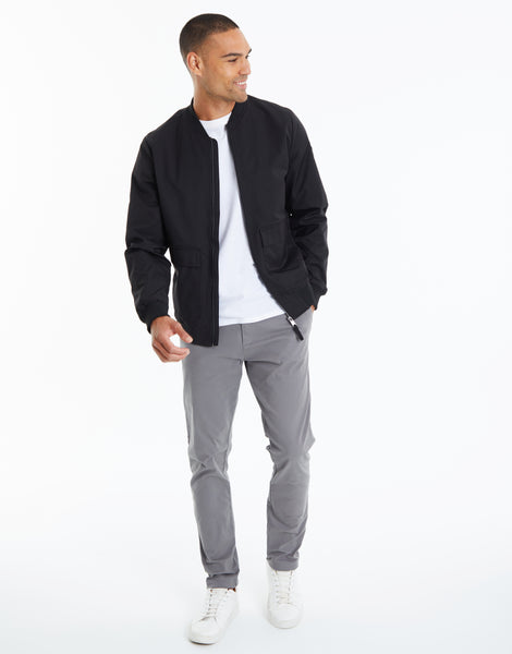 Men's Black Utility Pocket Zip-Through Bomber Jacket – Threadbare