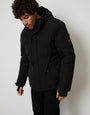 Black Showerproof Hooded Microfleece Lined Ski Jacket