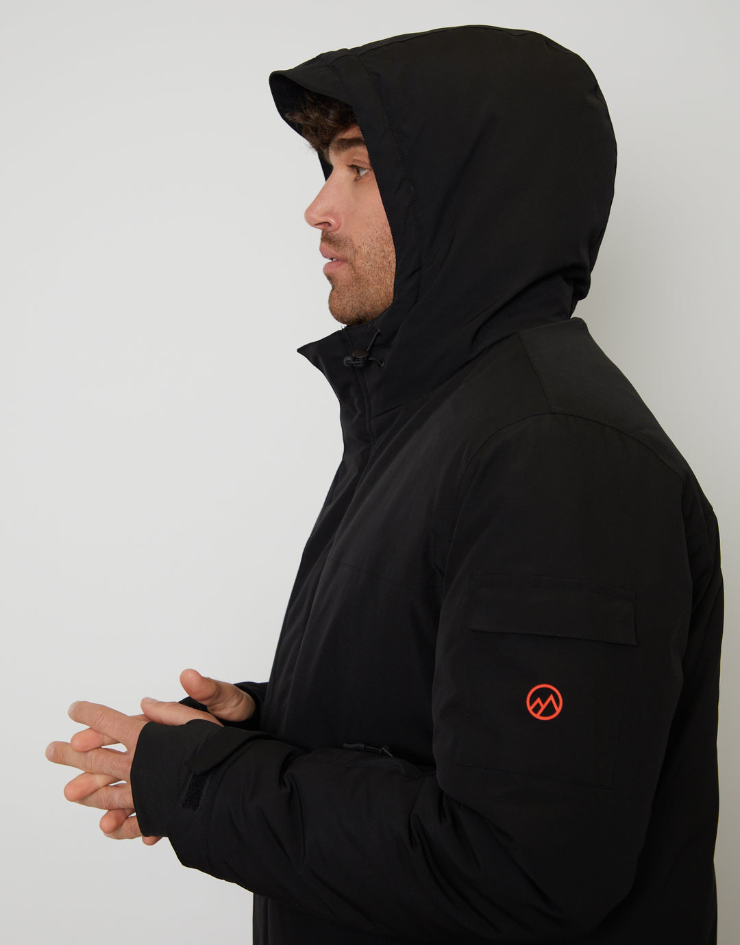 Black Showerproof Hooded Microfleece Lined Ski Jacket