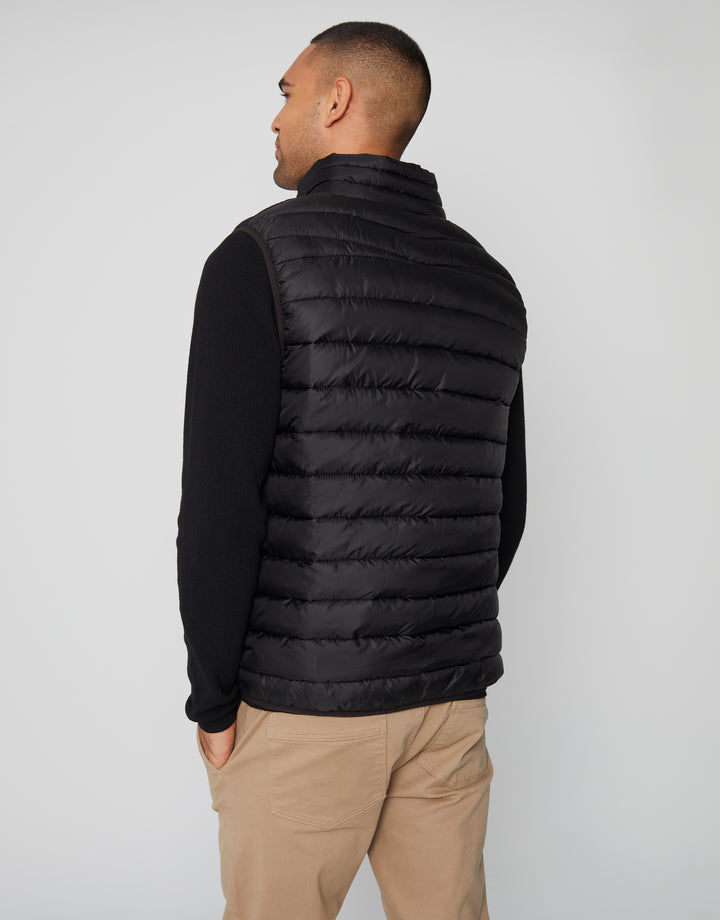 Black Matte Finish Padded Funnel Neck Gilet