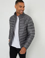 Slate Grey Matte Finish Padded Funnel Neck Jacket