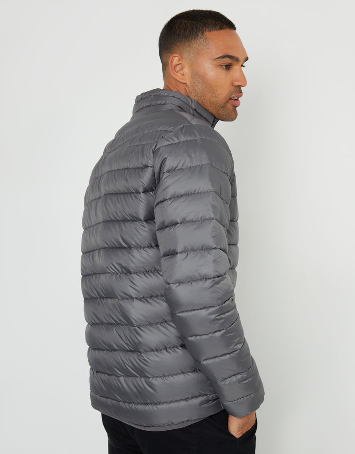 Slate Grey Matte Finish Padded Funnel Neck Jacket