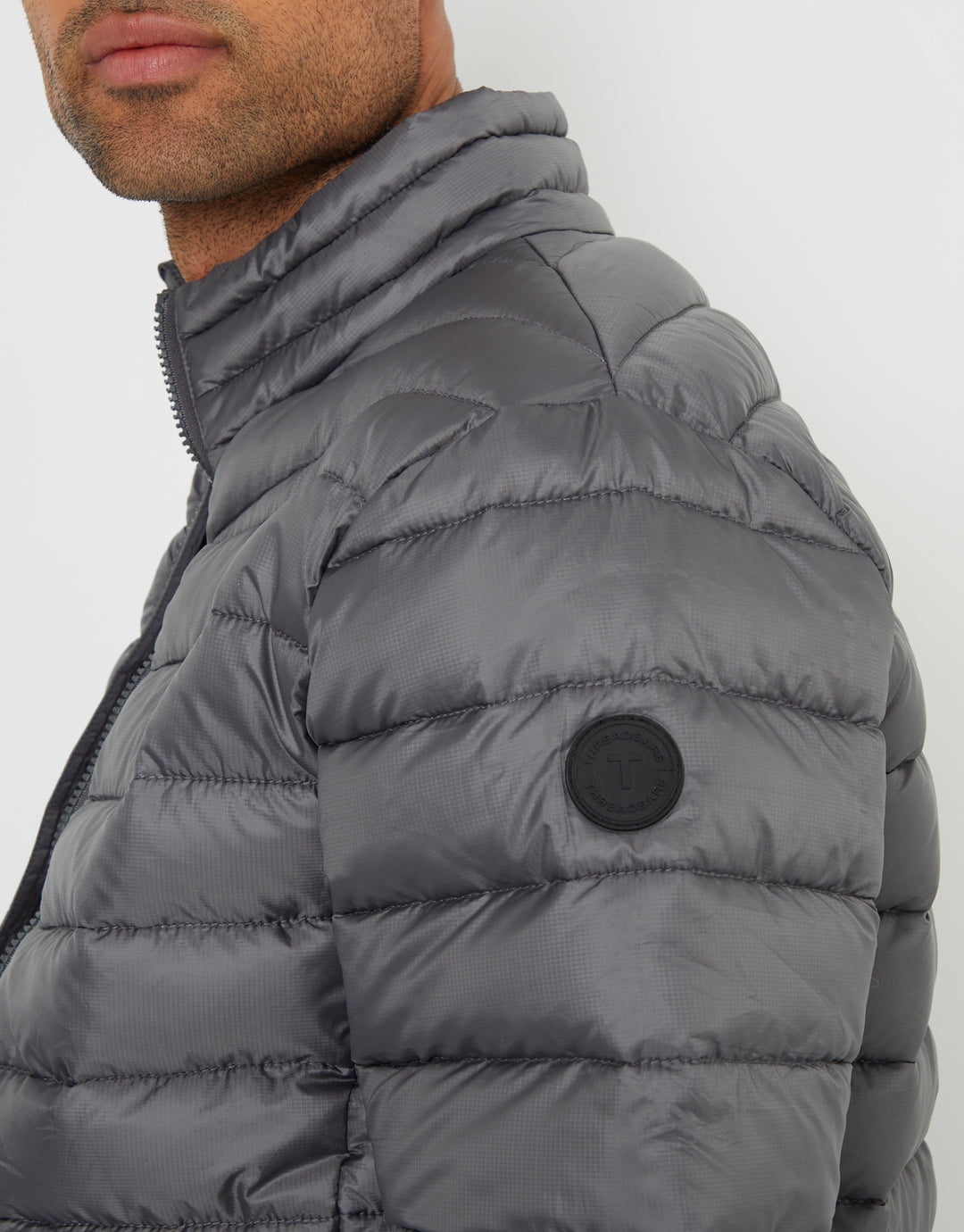 Slate Grey Matte Finish Padded Funnel Neck Jacket