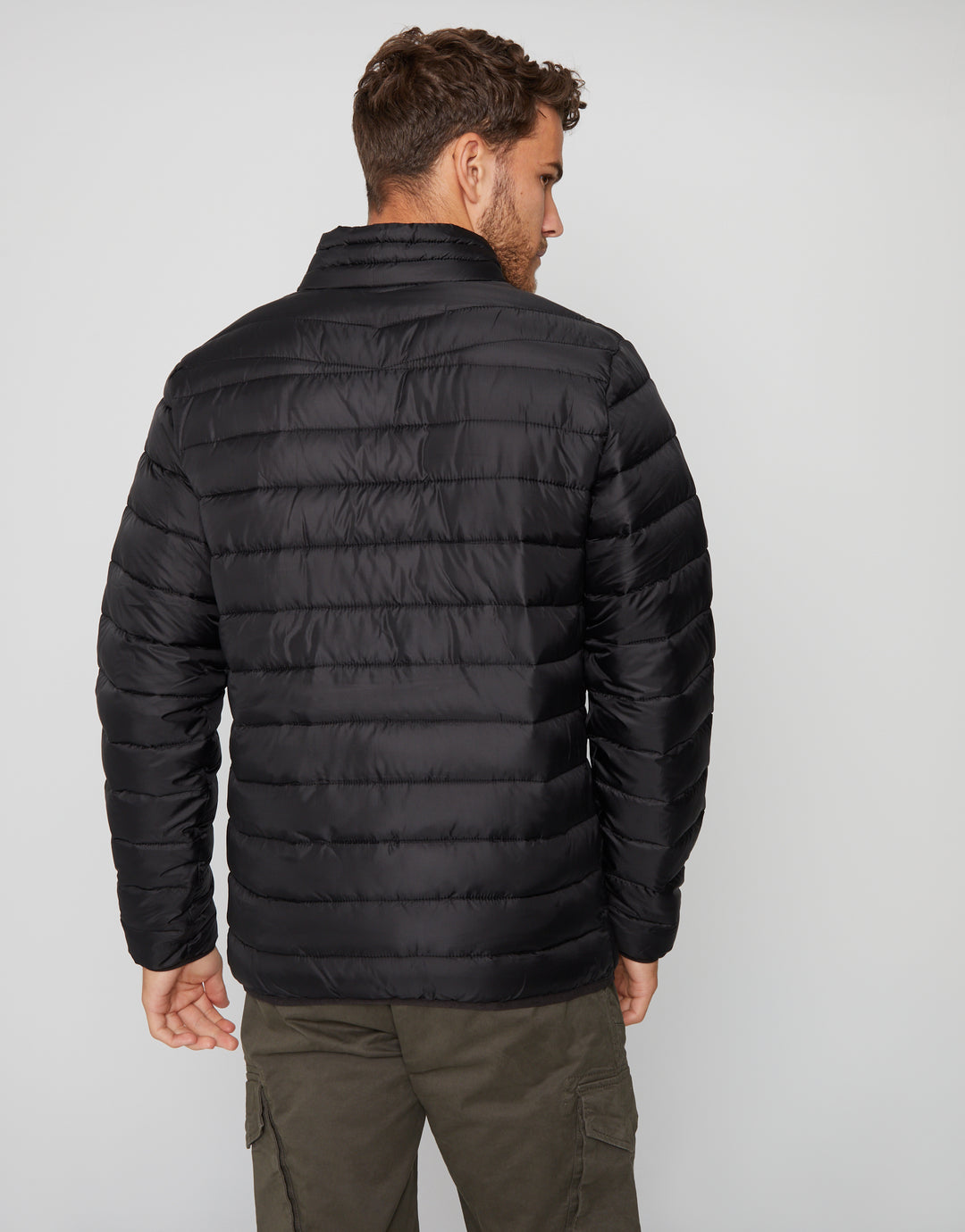 Black Matte Finish Padded Funnel Neck Jacket