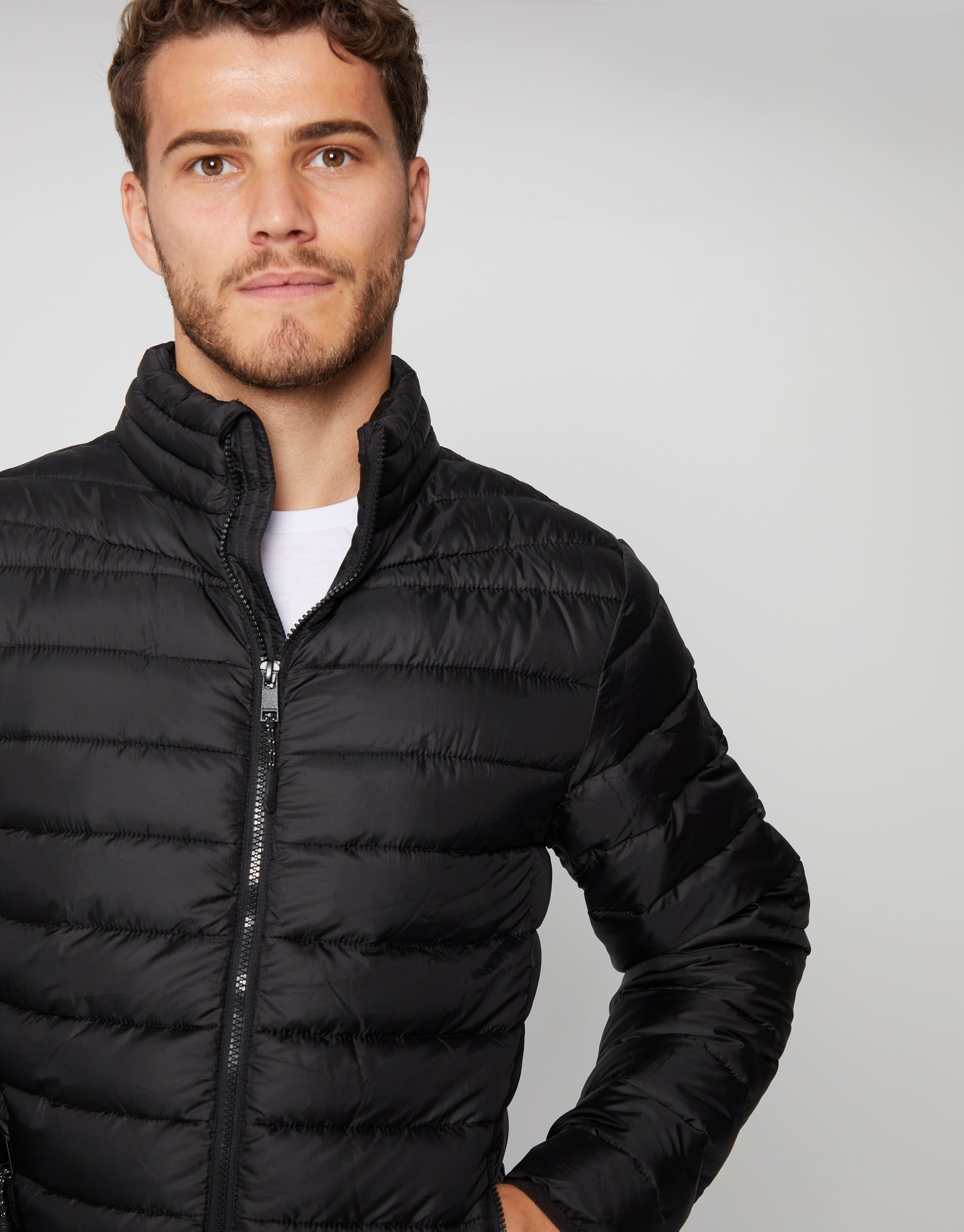 METTLE Men Black Reversible Longline Quilted Jacket 【Meravel