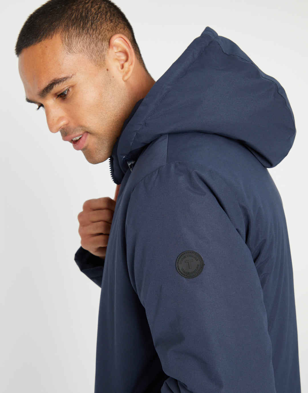 Navy Showerproof Padded Hooded Mac
