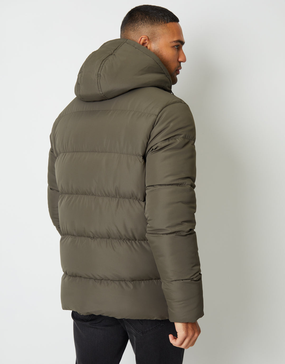 Khaki Green Showerproof Double Layer Puffer Jacket