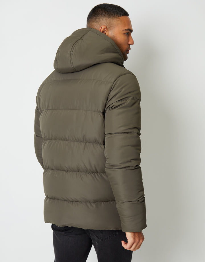 Khaki Green Showerproof Double Layer Puffer Jacket