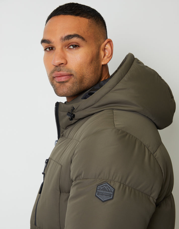 Khaki Green Showerproof Double Layer Puffer Jacket