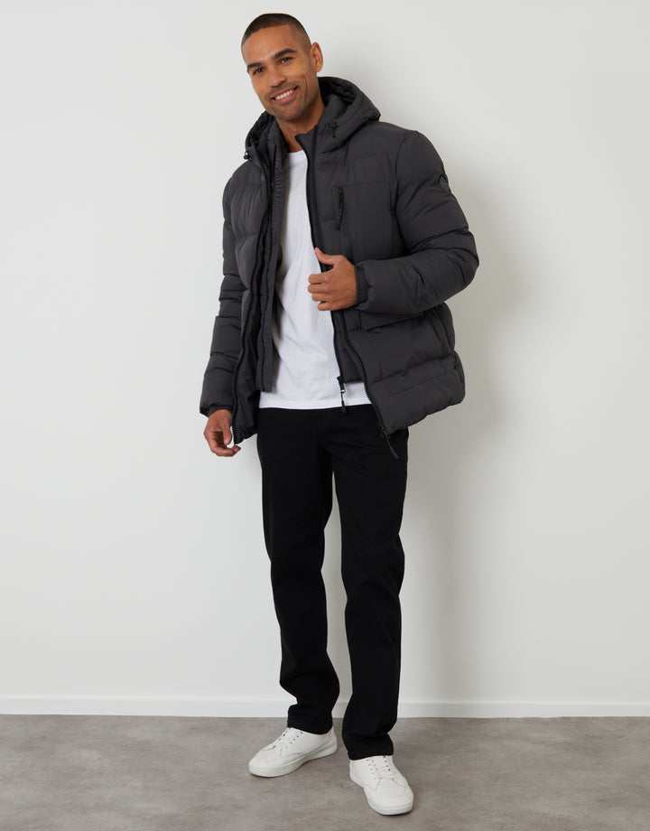 Slate Grey Showerproof Double Layer Puffer Jacket