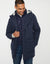 Showerproof Quilted Borg-Lined Hood Double Layer Coat in Navy