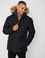 Black Showerproof Utility Padded Parka Jacket