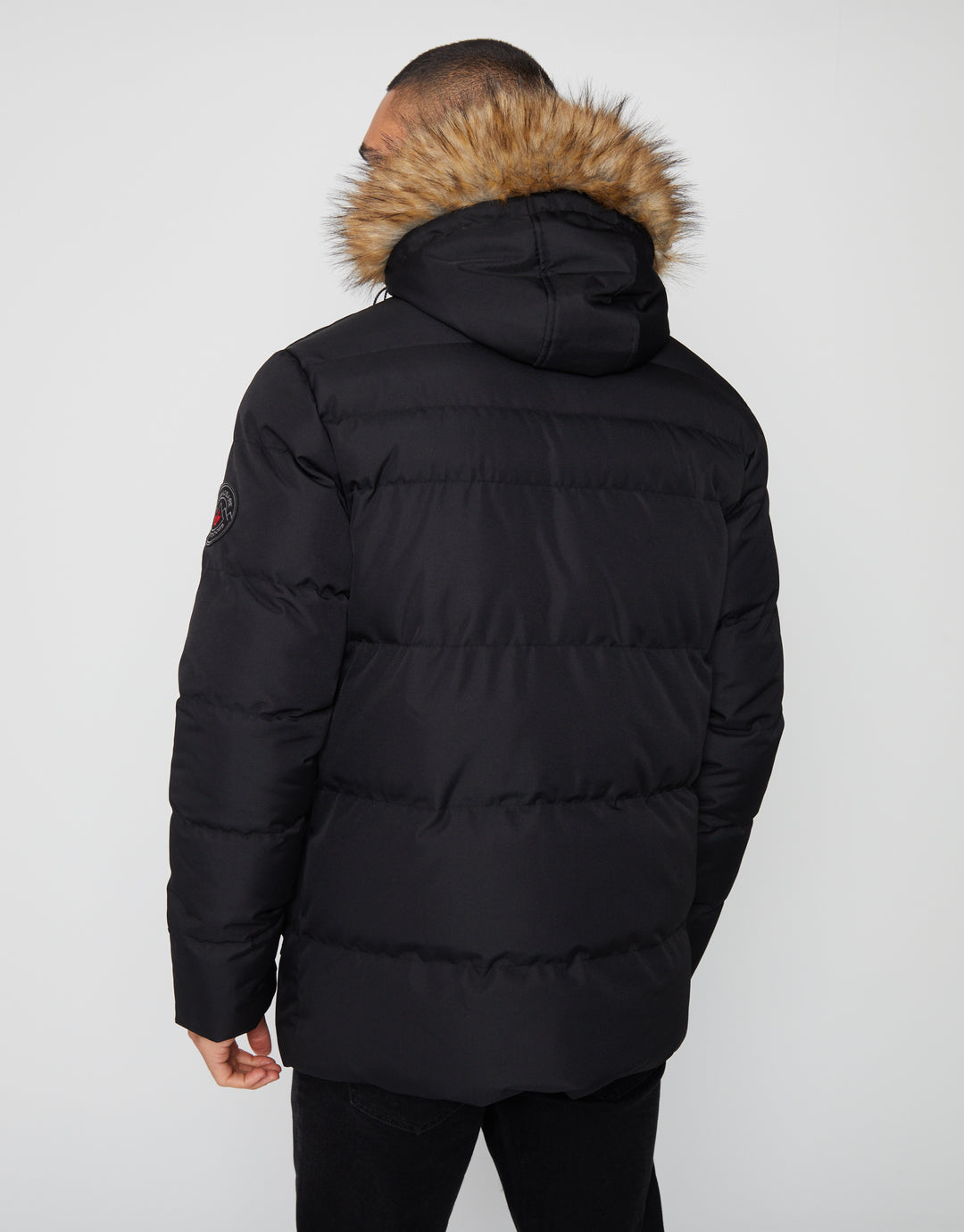 Black Showerproof Utility Padded Parka Jacket