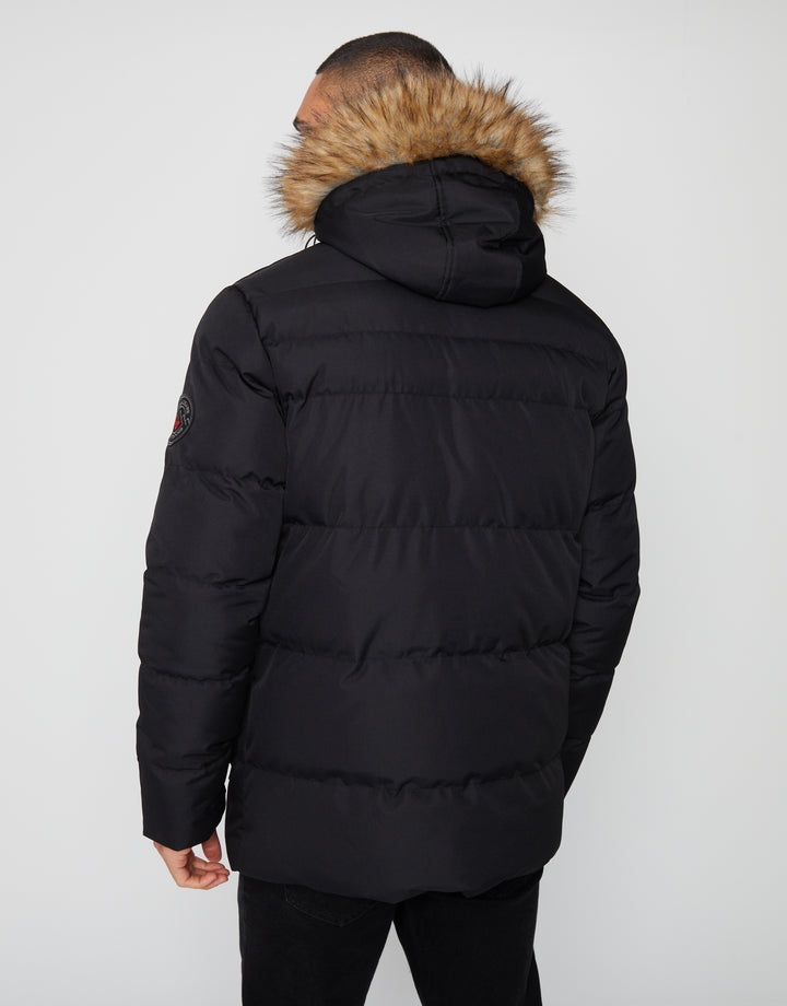 Black Showerproof Utility Padded Parka Jacket