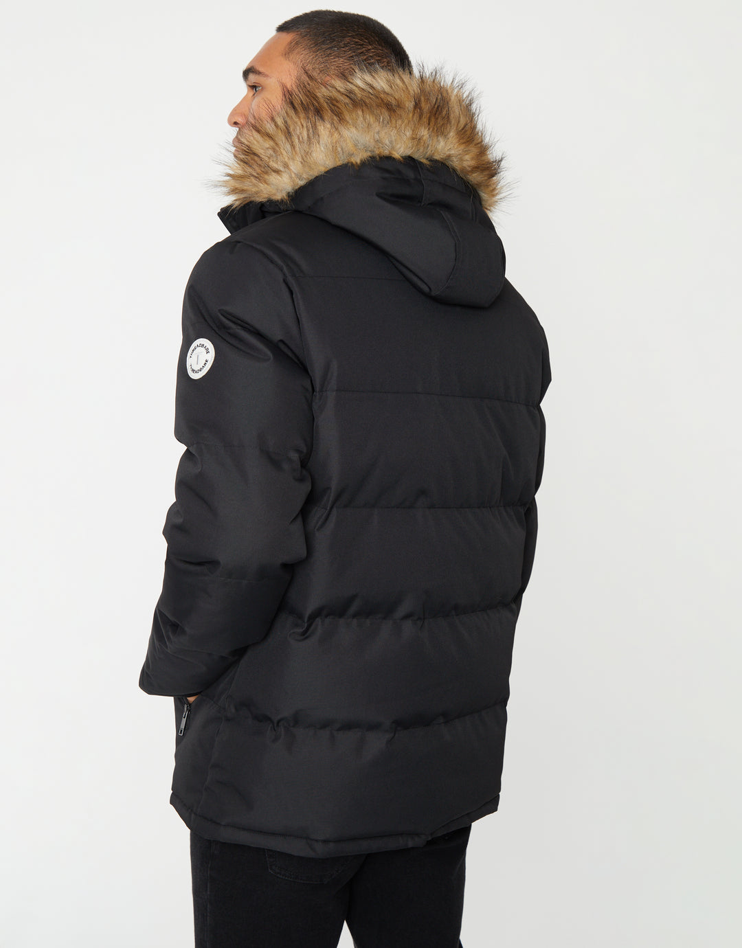 Black Showerproof Padded Parka Jacket