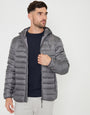 Slate Grey Matte Finish Padded Hooded Jacket